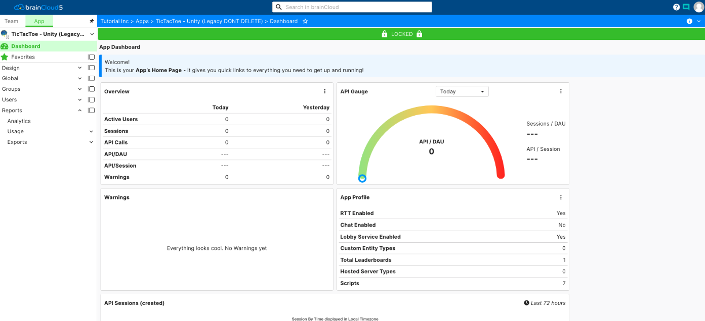 brainCloud Dashboard