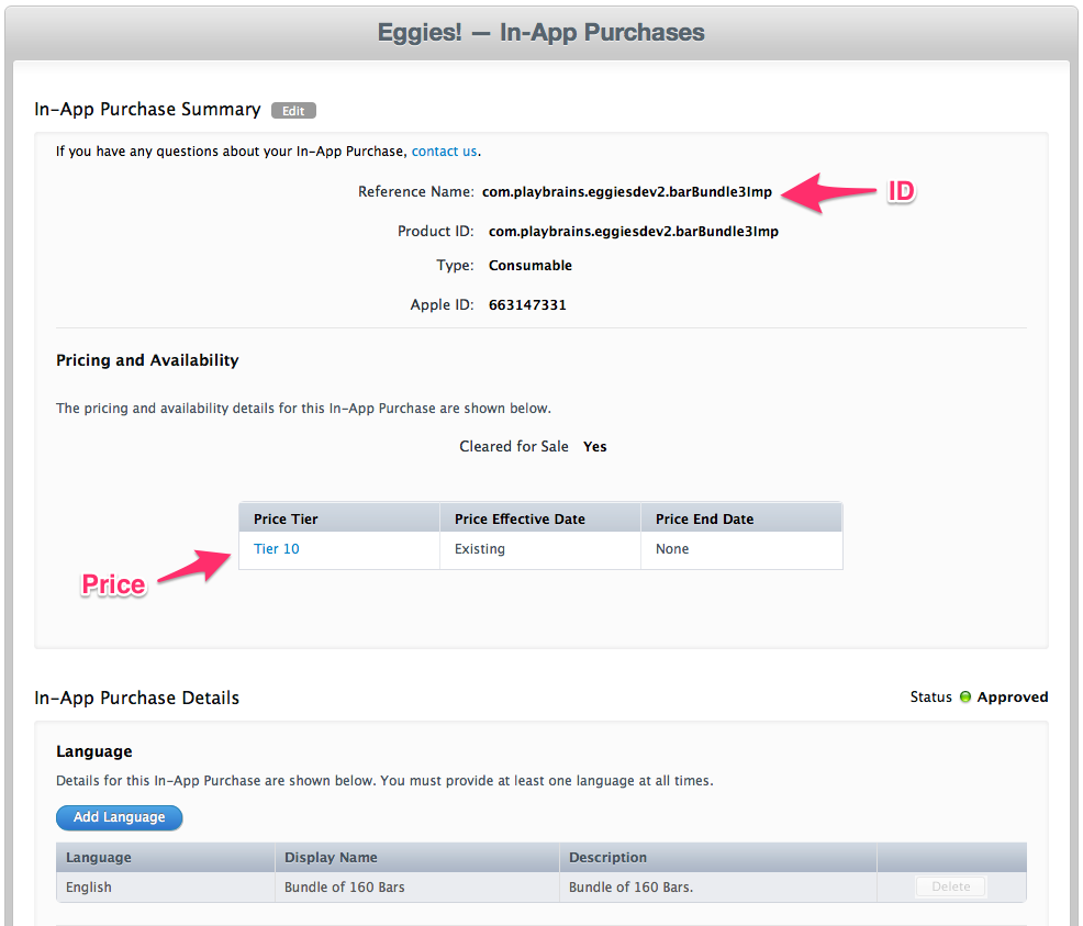 Price entry details in iTunes Connect